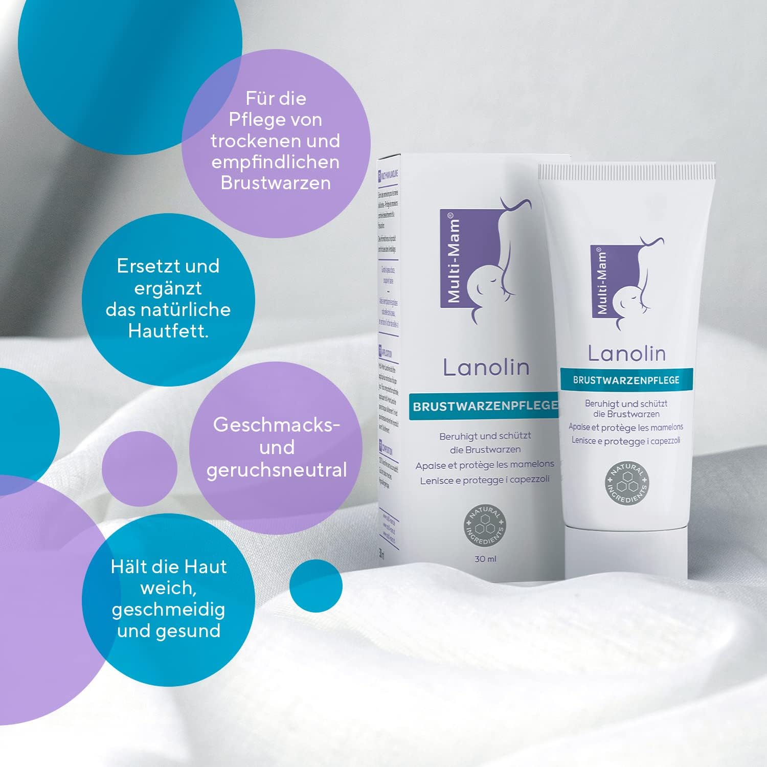 Multi-Mam Lanolin Nipple Cream 30ml For Breast Feeding Mothers - Moisturising Fast Relief for Sore, Cracked or Dry Nipples - 100% Safe for Babies - Hypoallergenic with No Fragrances : Amazon.co.uk: Baby Products