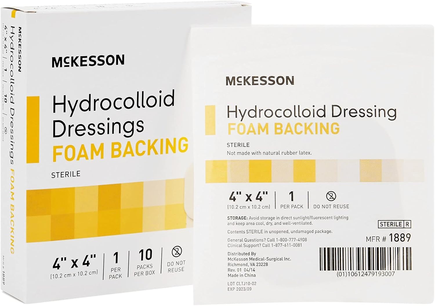 Mckesson Hydrocolloid Dressings With Foam Backing, Sterile, 4 In X 4 In, 10 Count, 1 Pack