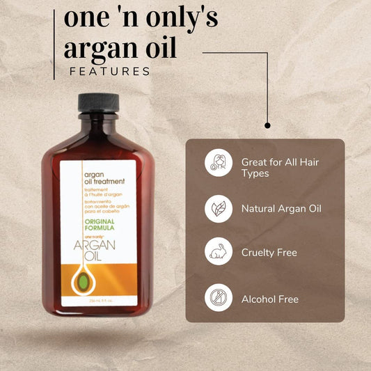 One 'N Only Argan Oil Hair Treatment, Helps Smooth And Strengthen Damaged Hair, Eliminates Frizz, Creates Brilliant Shines, Non-Greasy Formula, 8 Fl. Oz (3 Pack)