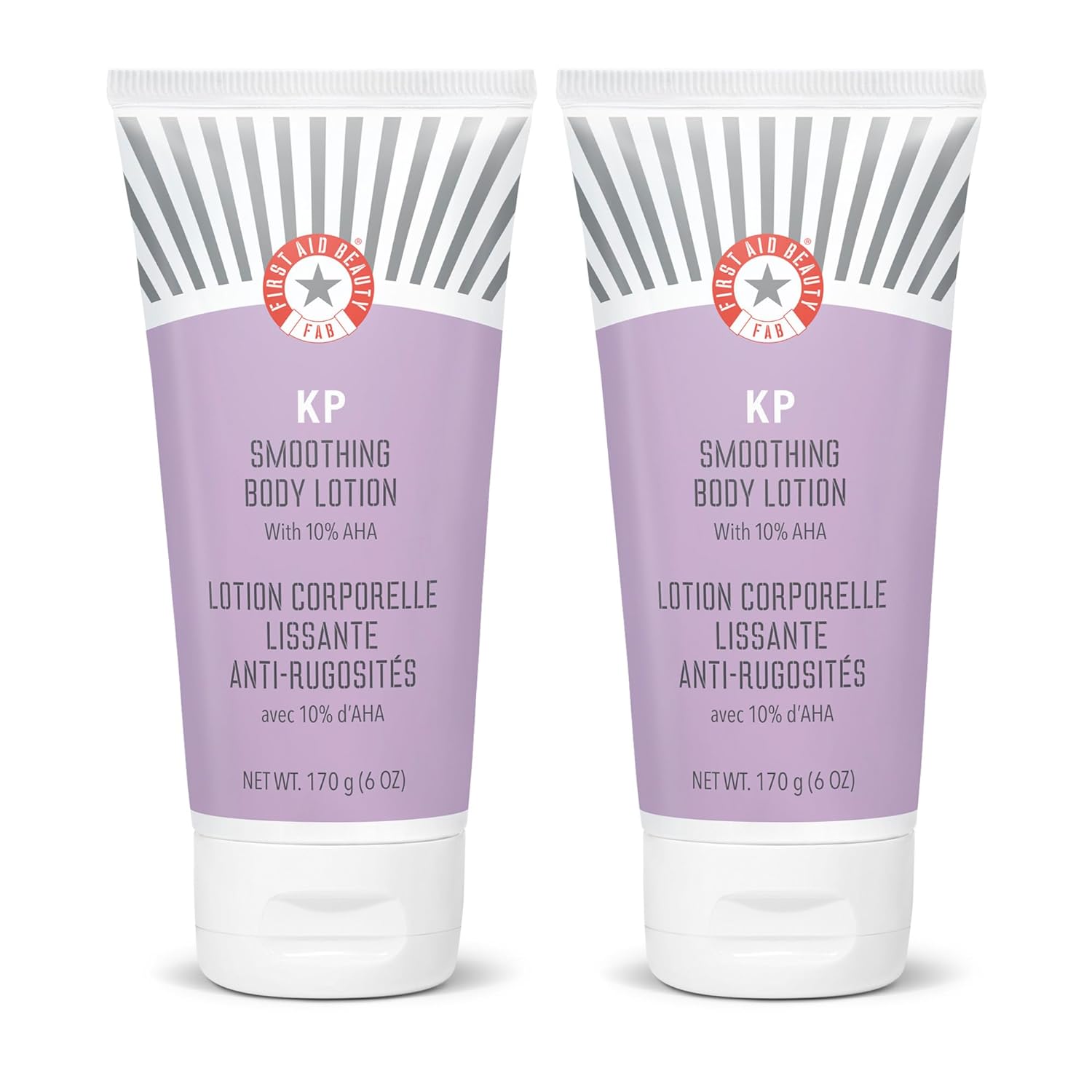 First Aid Beauty KP Smoothing Body Lotion Double Pack – Chemically Exfoliates and Moisturizes with 10% Lactic Acid (AHA), Urea, Colloidal Oatmeal and Ceramides – Two 6 oz Tubes