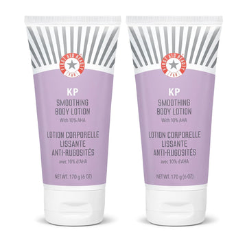 First Aid Beauty KP Smoothing Body Lotion Double Pack – Chemically Exfoliates and Moisturizes with 10% Lactic Acid (AHA), Urea, Colloidal Oatmeal and Ceramides – Two 6 oz Tubes