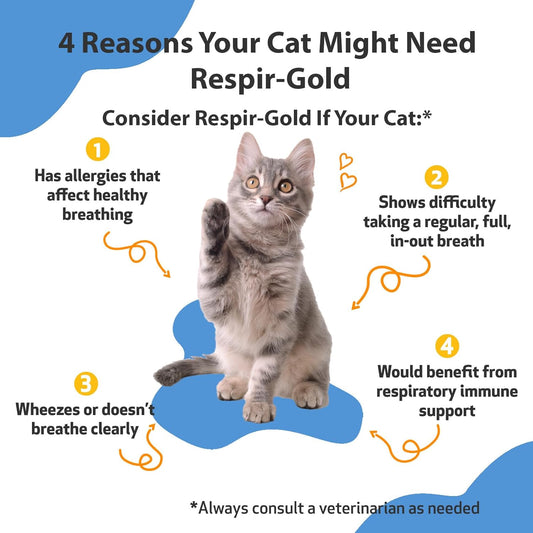 Pet Wellbeing Respir-Gold For Cats - Vet-Formulated - Easy Breathing, Open Airways, Respiratory Support - Natural Herbal Supplement 2 Oz (59 Ml)