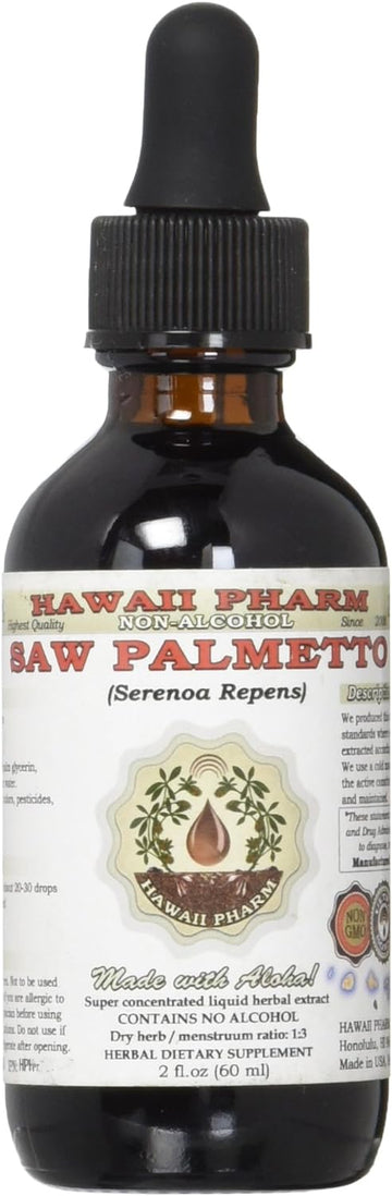 Saw Palmetto Alcohol-Free Liquid Extract, Organic Saw Palmetto (Serenoa Repens) Dried Berry Glycerite 2 oz