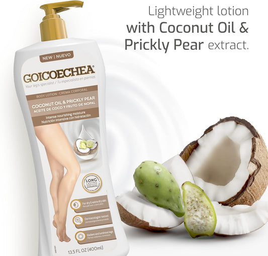 Goicoechea Intense Nourishment Body Lotion With Coconut Oil & Prickly Pear, Body Lotion For Women, Lotion For Extremely Dry Skin, Body Cream, Moisturizer For Dry Skin, Restful Legs, 13.5 Fl Oz