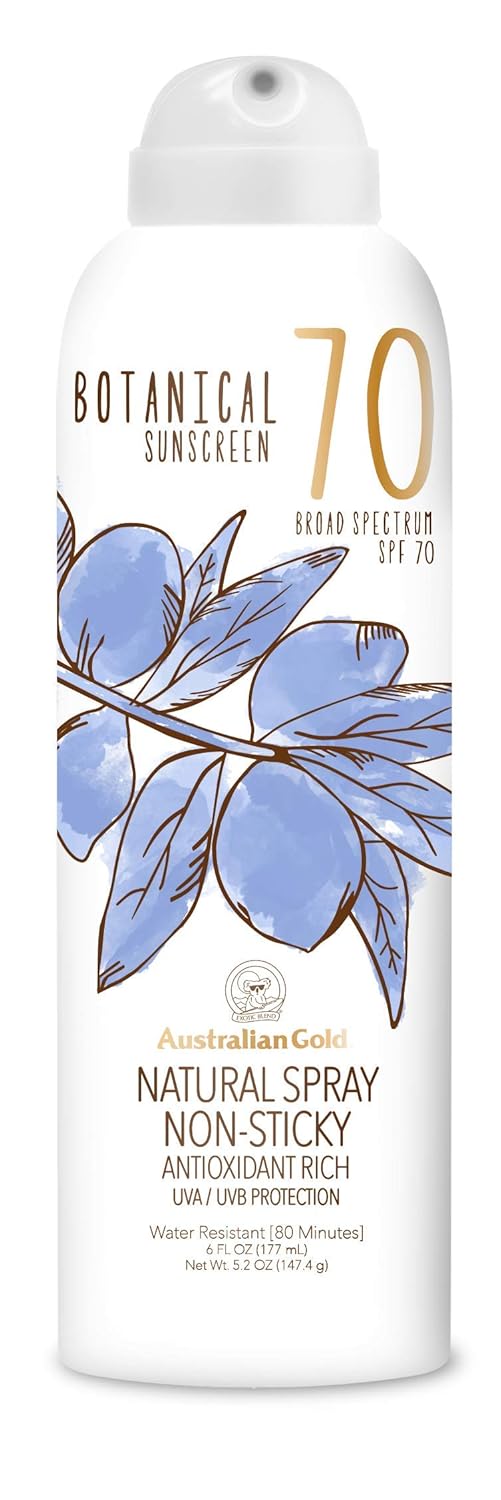 Australian Gold Botanical Spf 70 Natural Sunscreen Spray, Broad Spectrum Sunblock, Formulated With Antioxidants-Rich And Natural Native-Australian Ingredients, Citrus Oasis Fragrance, 6 Fl Oz : Beauty & Personal Care