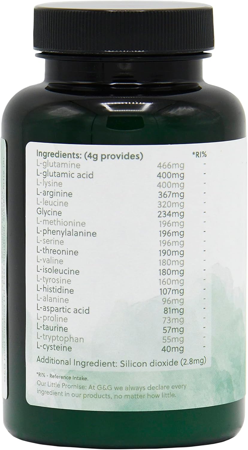 Full Spectrum Amino Acid Powder | BCAA | Vegan Free Form Amino Acids | 200g Powder | G&G Vitamins : Amazon.co.uk: Health & Personal Care