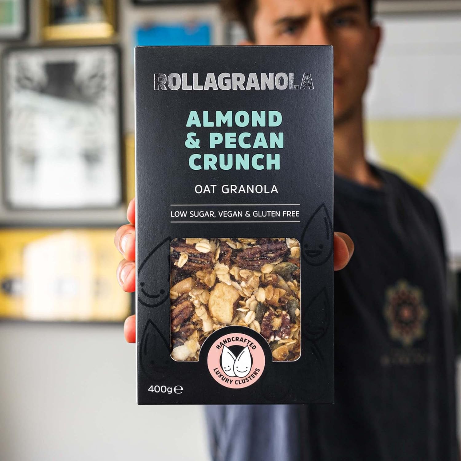 Rollagranola - Almond & Pecan Crunch Oat Granola - 6 x 400g Pack. 100% Natural, Made With Gluten Free Oats. Suitable For A Vegan Diet And Low In Sugar. Handcrafted In The UK - 400g Pack of 6 : Amazon.co.uk: Grocery