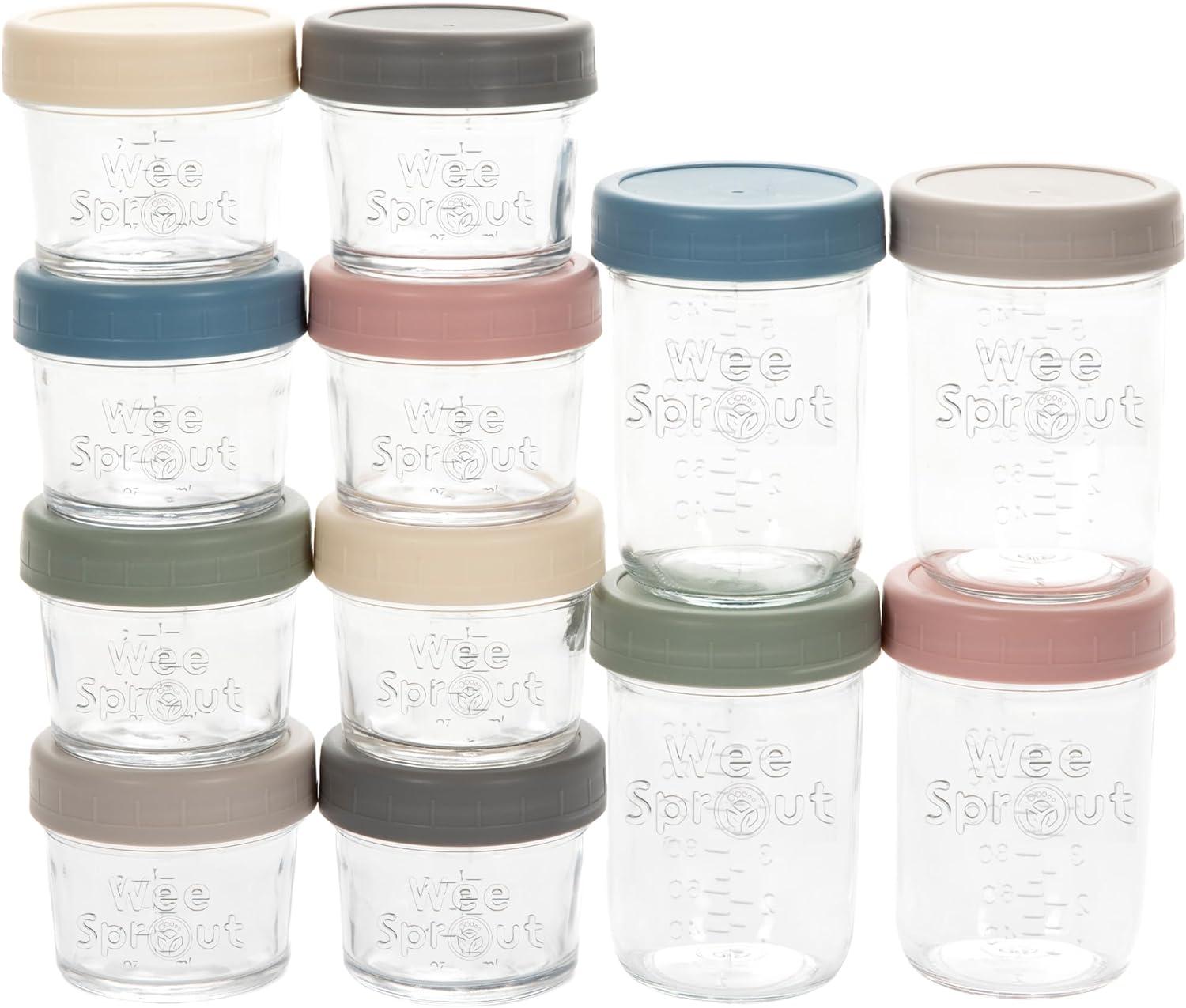 WeeSprout Glass Storage Jars 2022 (4 Ounce, 8 Ounce, Matte Variety)