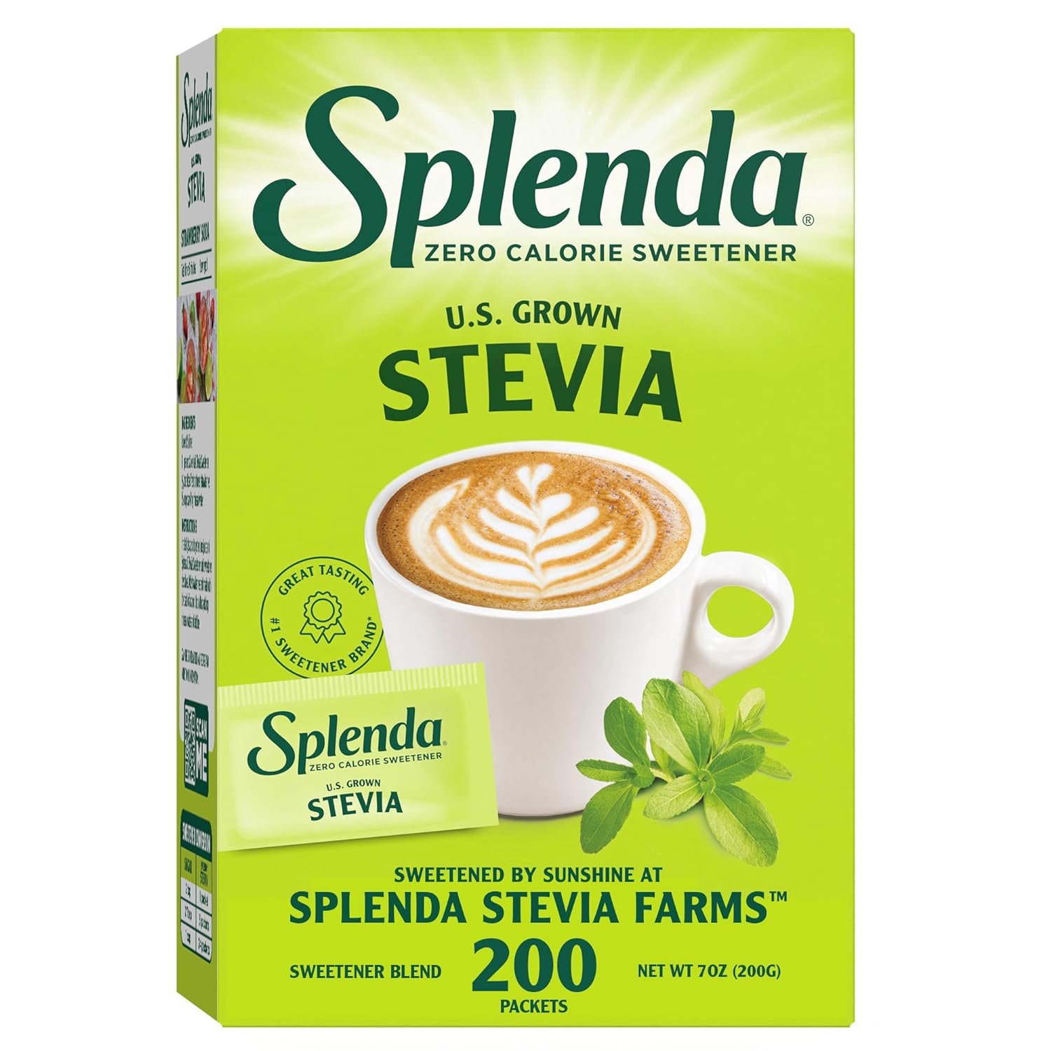 Splenda Stevia Zero Calorie Sweetener, Sugar Substitute Packets, 200 Count (Pack Of 1)