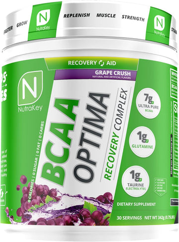 Nutrakey Bcaa Optima Post Workout Recovery Complex, No Sugar, No Carb, Recovery Aid, Grape