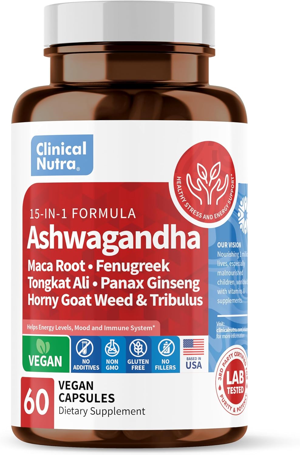 Ashwagandha 5000mg Maca Root 2000mg Fenugreek 3000mg Tongkat Ali Ginseng Supplement l 60 Vegan Thyroid Capsules l USA Made