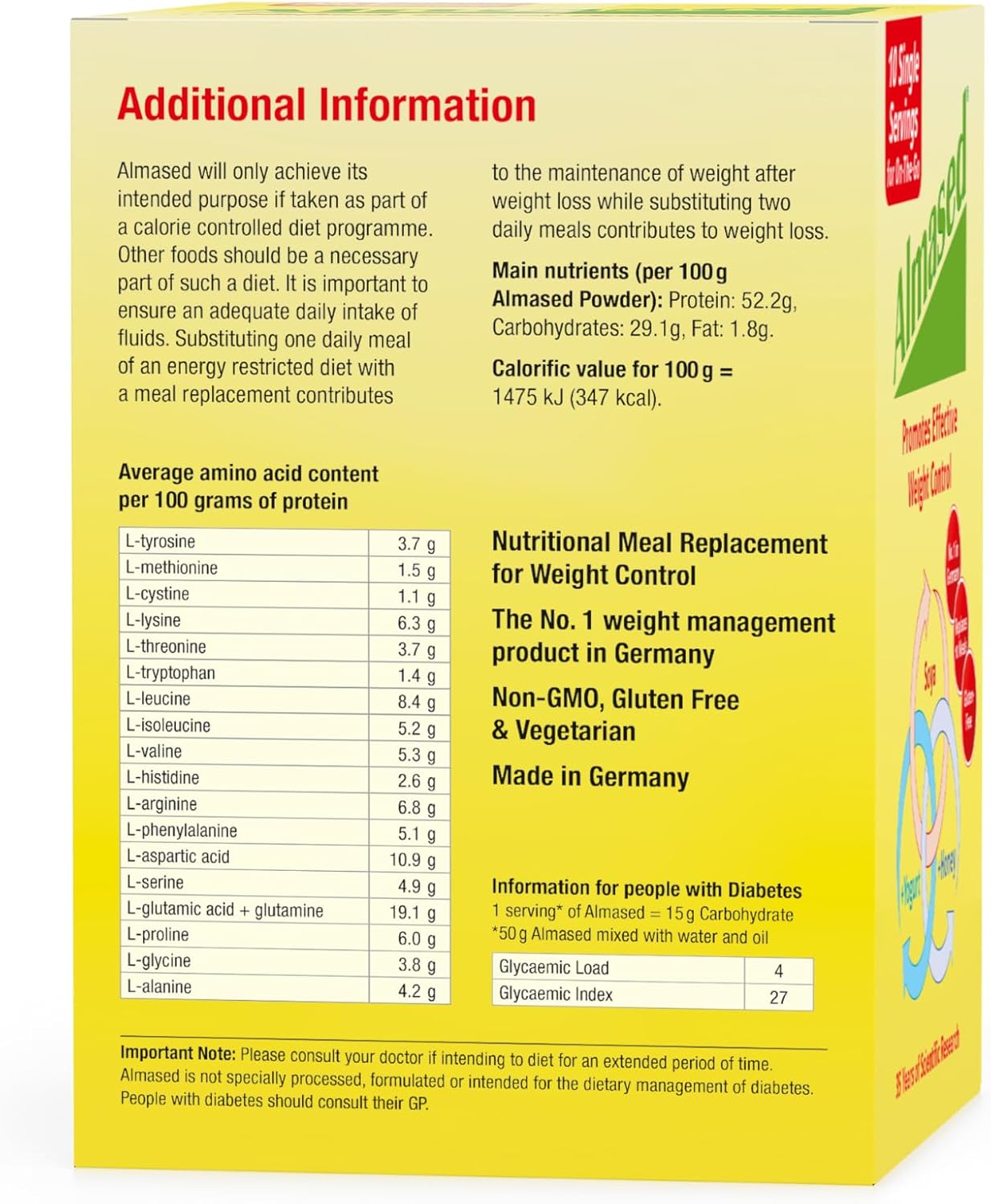 Almased Single Servings Meal Replacement Shake - Protein Powder for Weight Loss, 10 x 50 g : Amazon.co.uk: Health & Personal Care