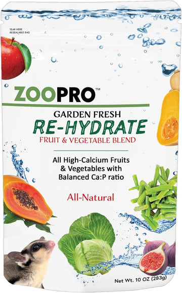 Exotic Nutrition Garden Fresh Re-Hydrate - High Calcium Dried Fruit & Vegetable Mix - For Sugar Gliders, Marmosets, Parrots, Conures, Iguanas, Turtles, Lizards, Bearded Dragons, & Other Small Pets