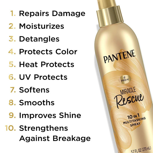 Pantene Hair Spray Miracle Rescue Leave In Conditioner Spray & Mix-In Treatment, Boost Of Hydration For Damaged Hair, 5.7 Fl Oz And 3 Fl Oz Each