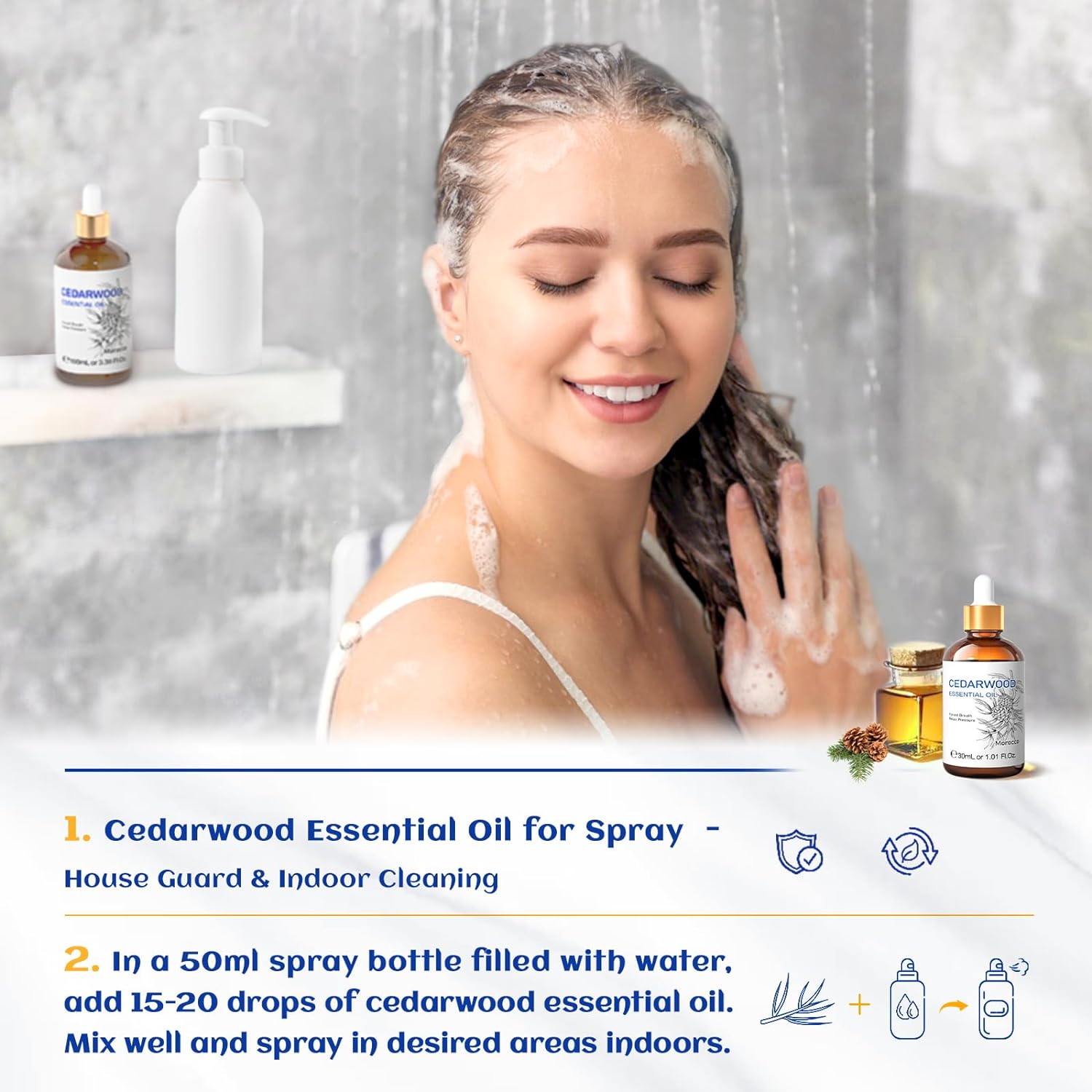 HIQILI 1 Fl Oz Cedarwood Essential Oil, Pure Natural Cedarwood Oil for Hair, Diffuser, Aromatherapy,- 30ML : Health & Household
