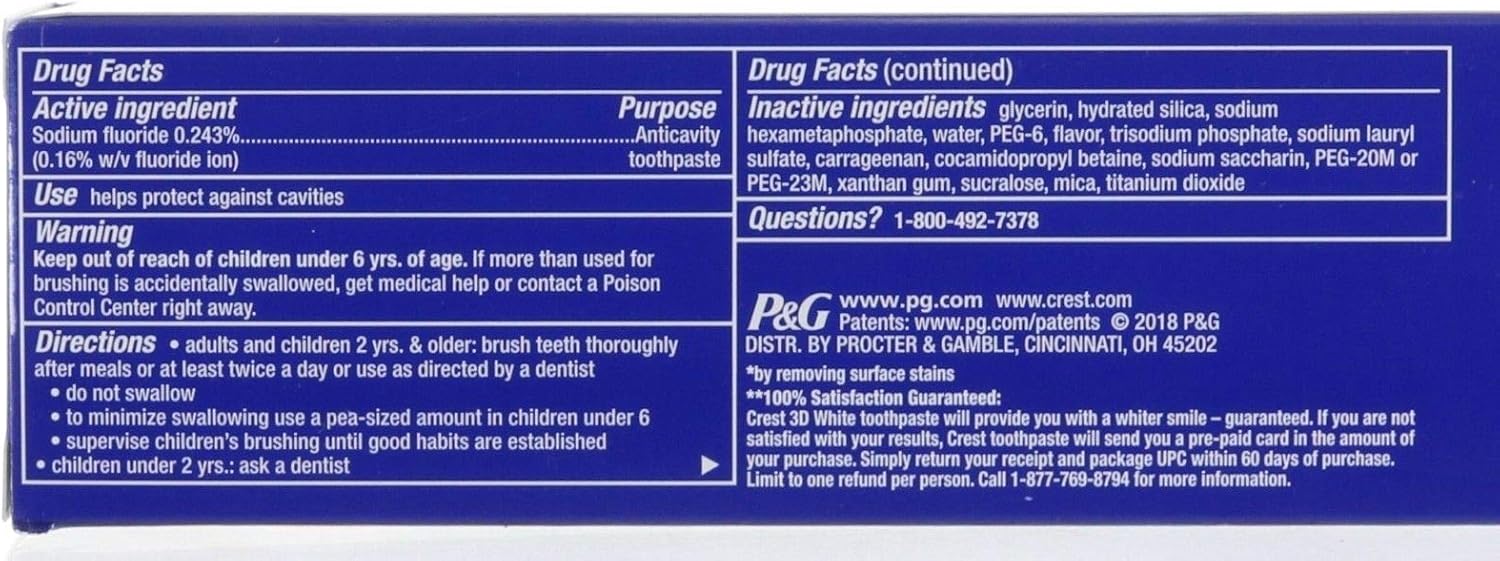 Crest 3D White Advanced Whitening Fluoride Toothpaste : Health & Household