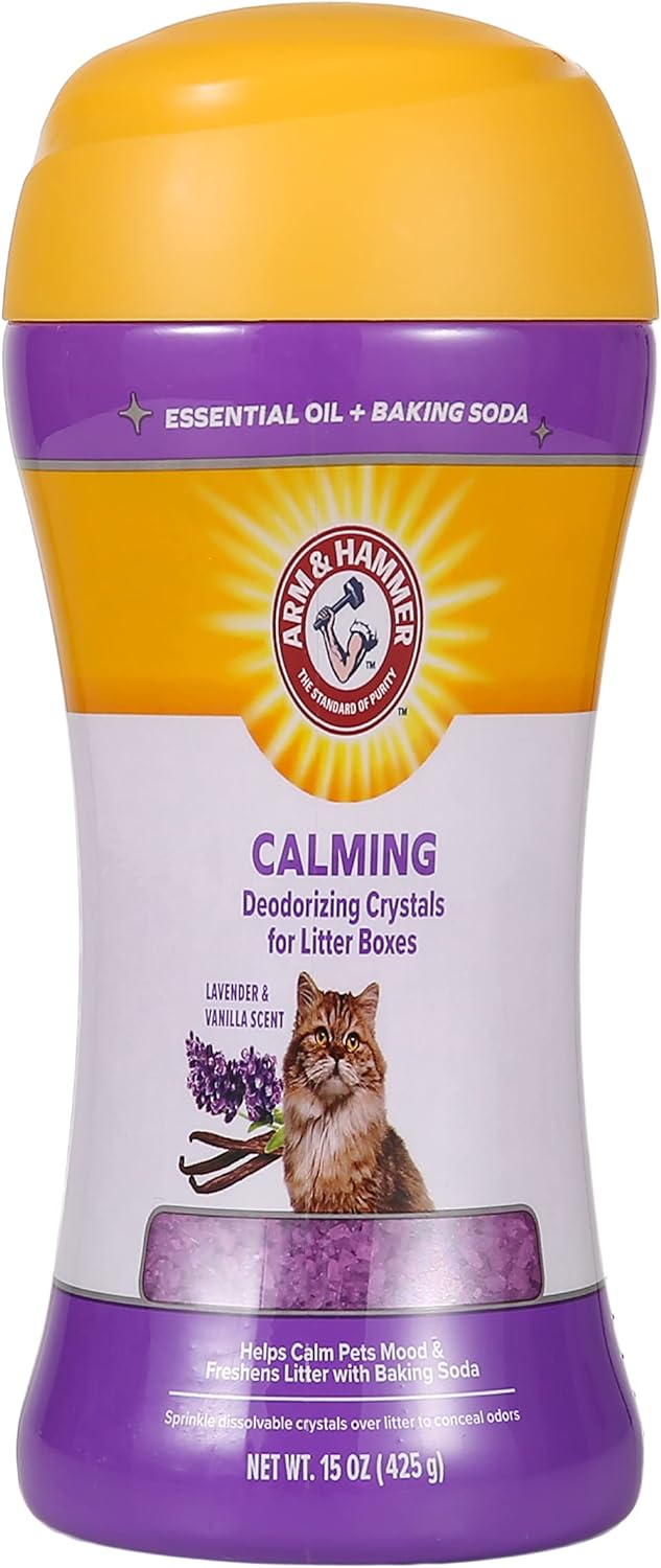 Arm & Hammer Deodorizing Cat Litter Crystals For Litter Boxes | Calming Odor Neutralizing Cat Litter Odor Eliminator In Lavender & Vanilla Scent | Litter Box Odor Eliminator, 15 Oz