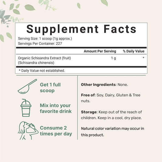 Organic Schisandra Extract Powder, 8 Ounce, Traditional Adaptogen And Filler Free, Pure Schisandra Supplement, Supports Liver Detox And Cognitive Health, No Gmos