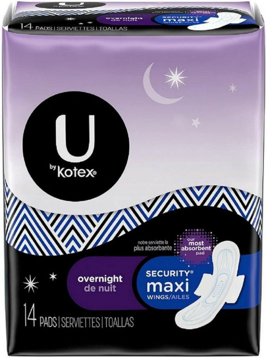 U by Kotex Security Maxi Pads, Overnight 14 ea (Pack of 4)