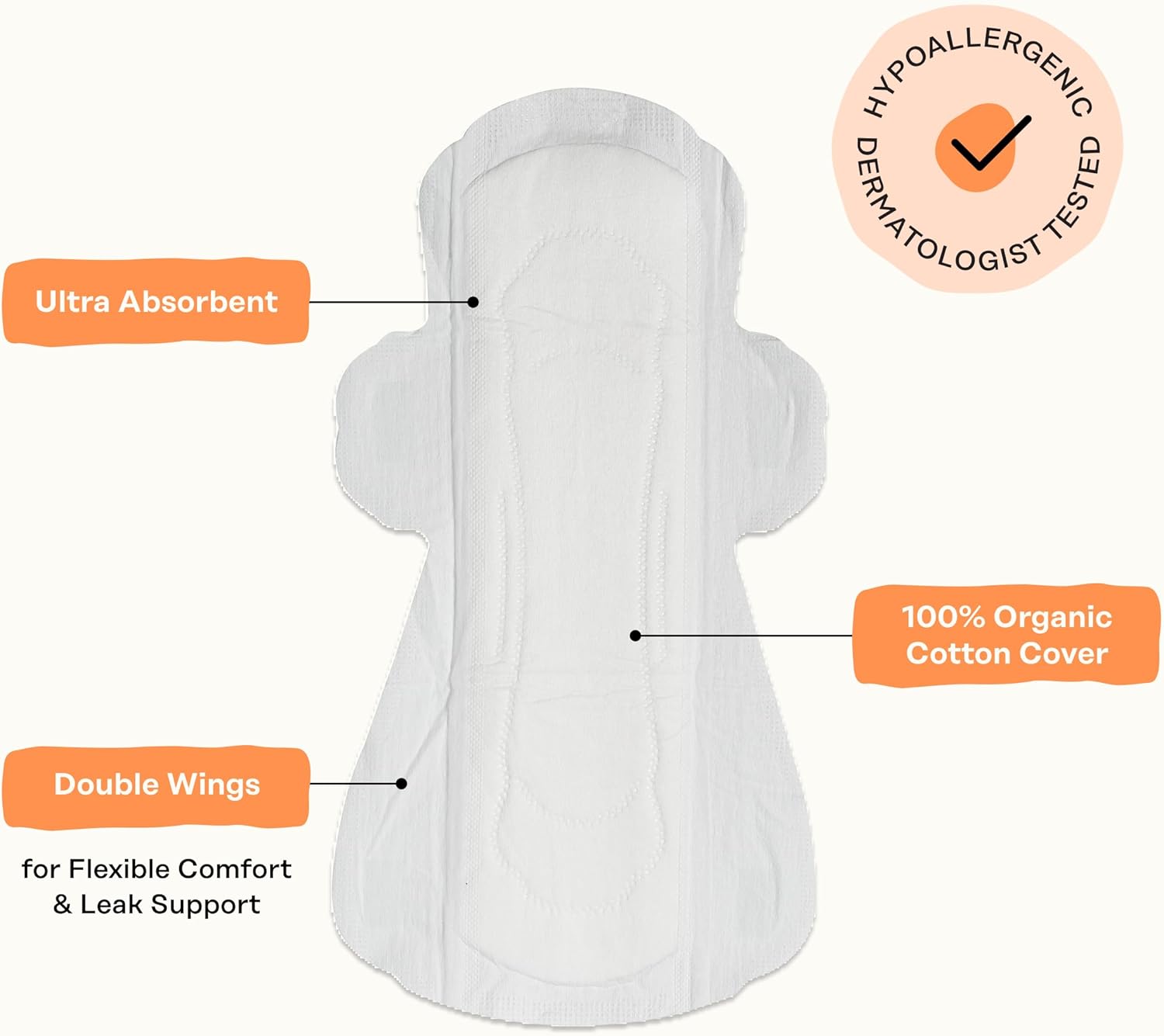 The Honey Pot Company - Sanitary Pads For Women - Non-Herbal Super W/Wings - Organic - Cotton Cover & Ultra-Absorbent Pulp Core - Feminine Care - Fsa & Hsa Eligible - 16 Ct : Health & Household