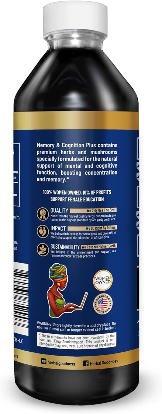 Herbal Goodness Memory and Cognition - Memory and Clarity Support, Immune Support, Performance Support, Energy Boost - Organic, Natural - 12oz Liquid Extract - 23 Servings