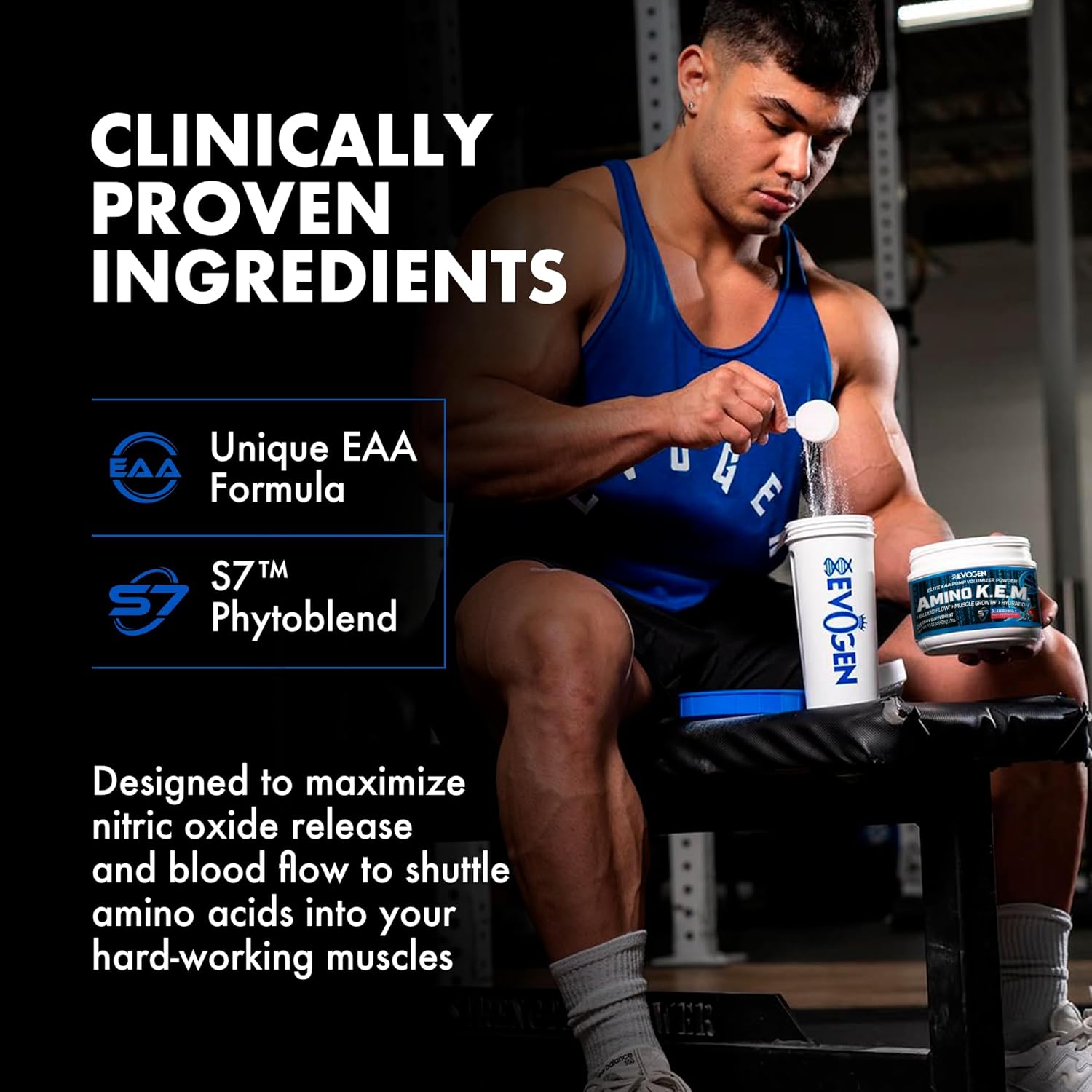 Evogen Amino K.E.M. - Eaa & Bcaa Powder Pump Volumizer | Bcaas Amino Acids Supplement For Blood Flow, Muscle Growth, & Hydration | Blueberry Apple | 30 Servings : Health & Household