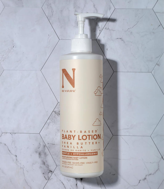 Dr. Natural Baby Lotion, Shea Butter and Vanilla, 16 oz - Non-Greasy, Body Lotion for Dry Skin - Hypoallergenic and Paraben-Free - No Synthetic Fragrances or Dyes - Made with Organic Shea Butter