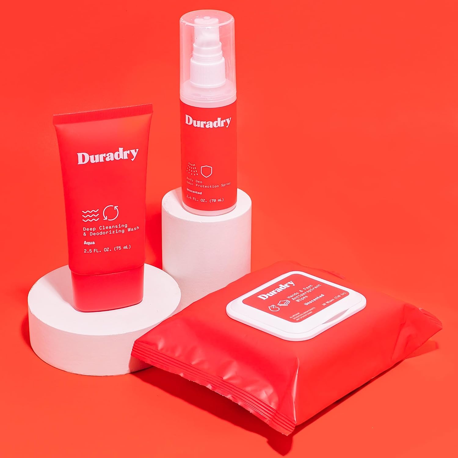 Duradry Feet System - Stops Sweaty Feet, Helps Control Foot Odor & Sweat, Infused with Vitamins and Minerals, Dermatologist Recommended - Body Wash, Antiperspirant Wipes, Body Deodorant Spray : Beauty & Personal Care