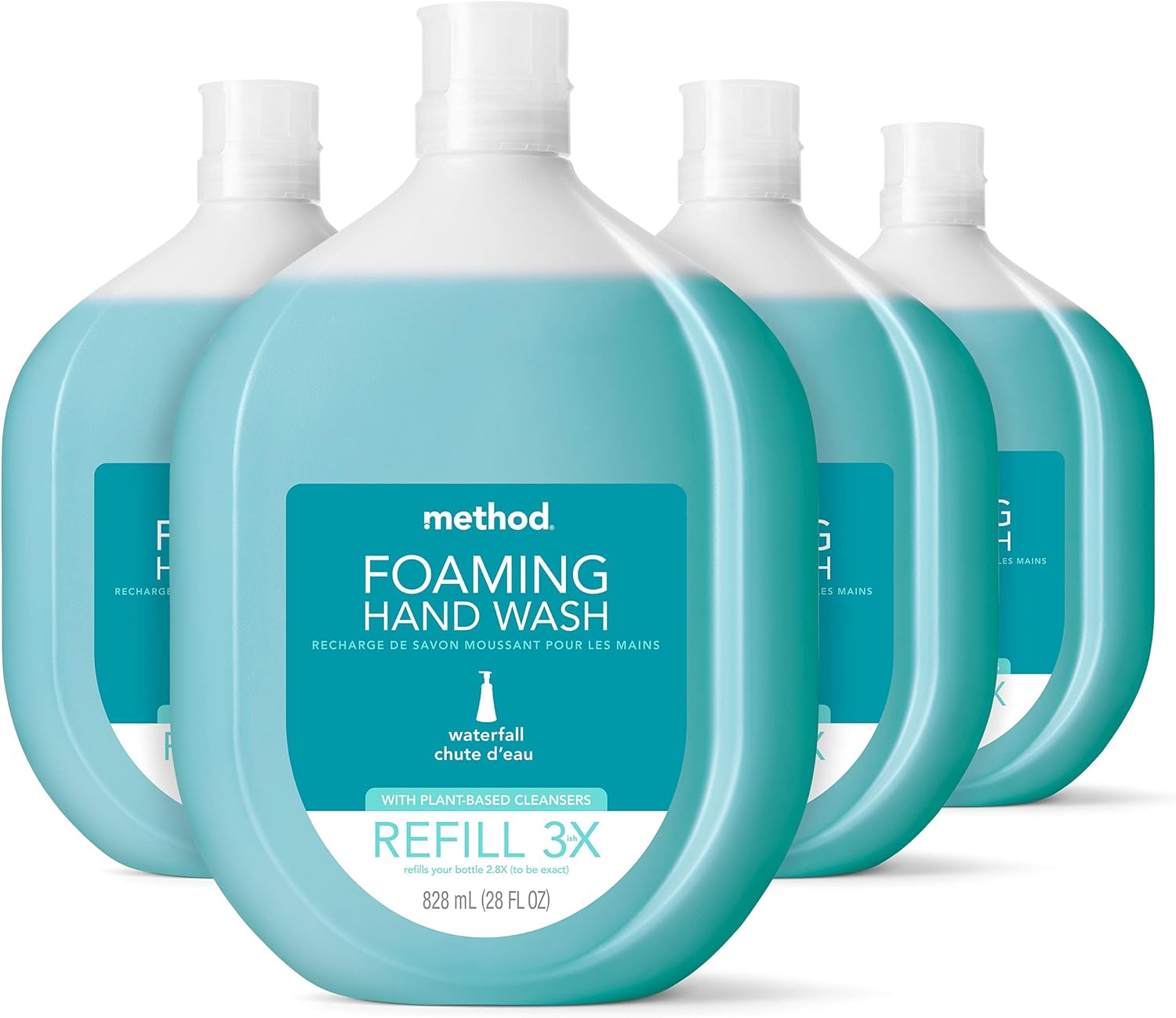 Method Foaming Hand Soap Refill, Waterfall, Recyclable Bottle, Biodegradable Formula, 28 Fl Oz (Pack Of 4)