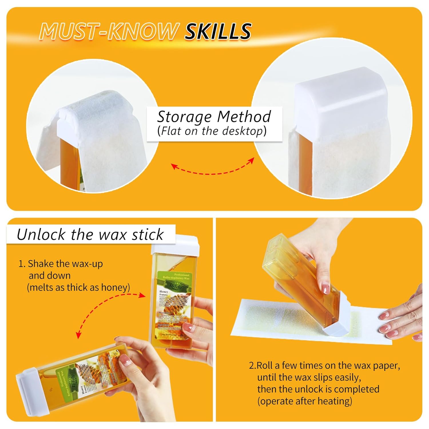 Roll On Wax Kit For Sensitive Skin Hair Removal - Roller For Women And Men - Legs, Arms, Back, Chest, Bikini Area : Beauty & Personal Care