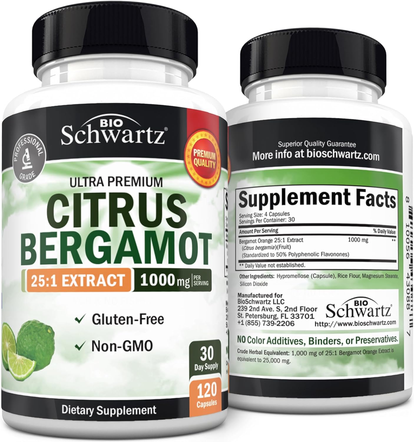 Citrus Bergamot 1000Mg - Citrus Bergamot Supplement For Cholesterol And Heart Health - Ultra Concentrated From Fresh Fruit For Enhanced Absorption - Vegan, Non-Gmo, Gluten-Free - 120 Mini Capsules