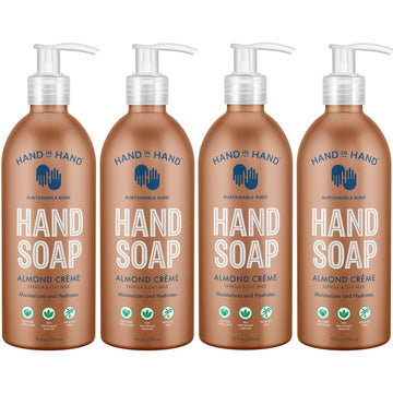 Hand In Hand Nourishing Liquid Hand Soap, 10 Fl Oz, Almond Creme, Vanilla & Oat Milk Scent, 4 Pack