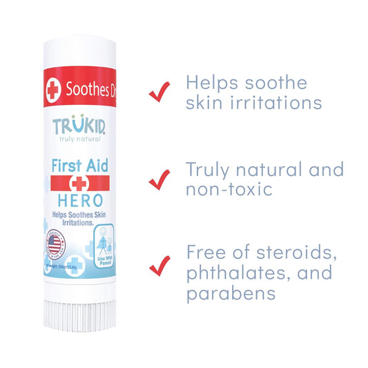 TruKid Hero Stick Therapy Balm - Relieves Itchiness & Irritation, Perfect for On-The-Go, Natural & Non-Toxic Ingredients, Steroid-Free, Fits Anywhere, Pediatrician-Tested, Planet Friendly, 0.55oz