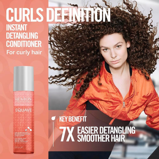 Revlon Professional Equave Curls Definition Bi-Phase Detangling Conditioner For Curly Hair, Leave-In Conditioner, Curly Hair Detangler, Curly Girl Method, Curl-Defining Leave-In Conditioner, 200Ml