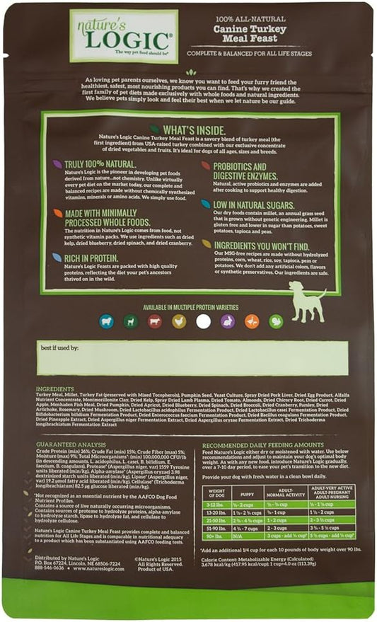 Nature'S Logic Canine Turkey Meal Feast, 4.4Lbs