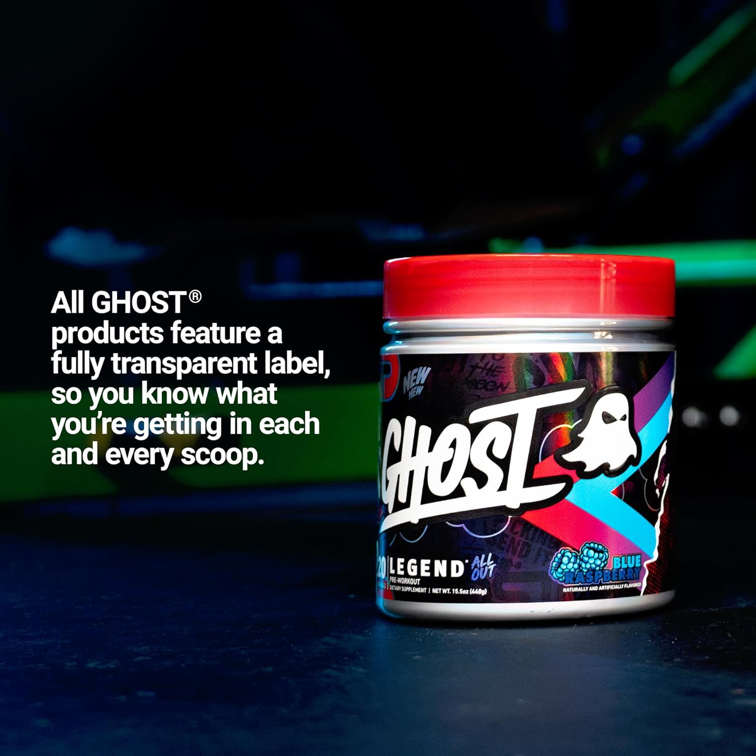 Ghost Legend All Out V2 Pre-Workout Powder, Blue Raspberry - 20 Servings - Pre-Workout Supplement For Men & Women - Energy & Pumps - Caffeine, Citrulline, Beta Alanine, Betaine, No3-T - Sugar Free : Health & Household