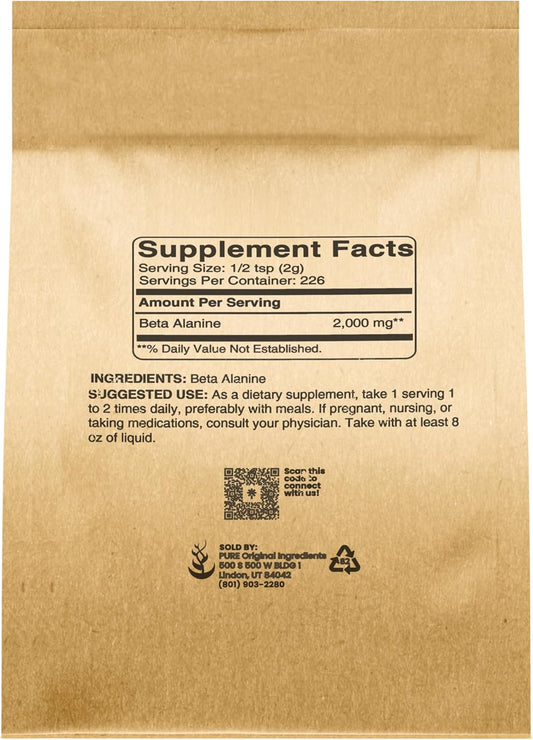 Pure Original Ingredients Beta Alanine Powder Non-Gmo, Non-Essential Amino Acid (1 Pound Bag)