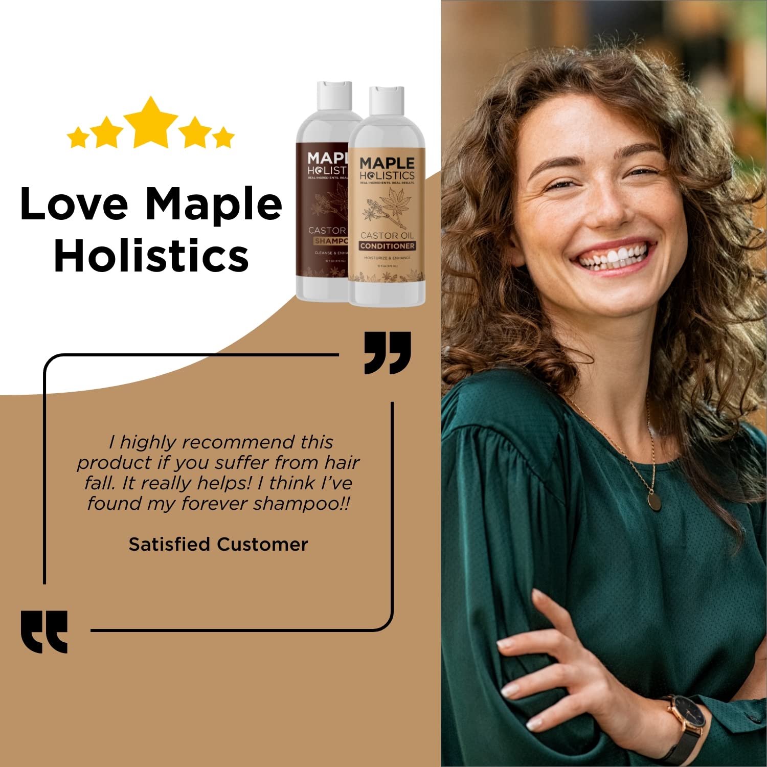 Maple Holistics Castor Oil Shampoo and Conditioner Set - Sulfate Free Shampoo and Conditioner for Fine Hair and Dry Scalp Care with Biotin Collagen, Rosemary Essential Oil - Vanilla Scent, 16 Fl Oz : Beauty & Personal Care