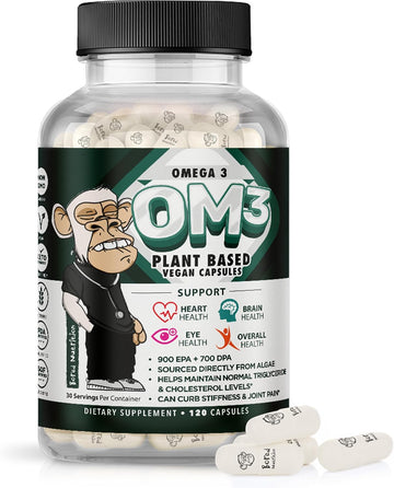 Vegan Omega 3-120 Capsules - Algae Omega 3 Supplement - Plant Based Fish Oil Alternative - Dha & Epa Supplement - Supports Heart, Brain And Joint Health - By Bored Nutrition