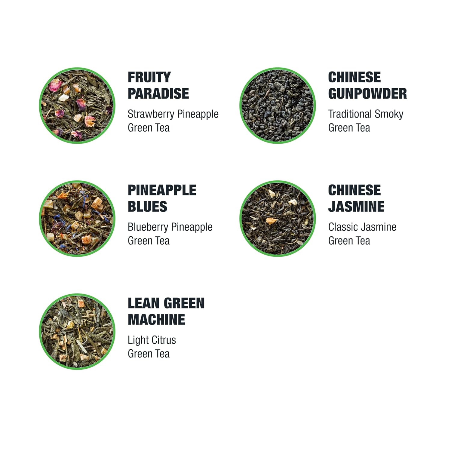 Tiesta Tea - Loose Leaf Green Tea Gift Box | Medium Caffeinated Tea Variety Pack | Make Hot & Iced Tea | 5 Pouches Of Assorted Tea Blends With Chinese Gunpowder, Chinese Jasmine, And Fruity Green Tea