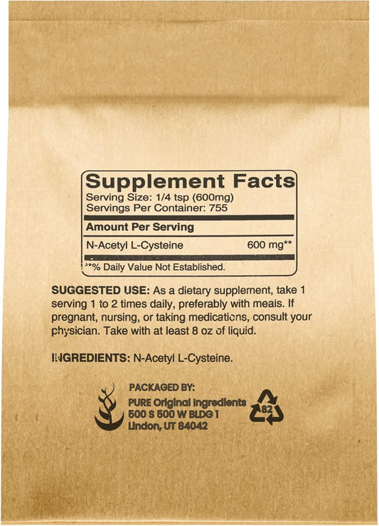 Pure Original Ingredients Nac N-Acetyl L-Cysteine Powder (1 Lb) Lab Verified, Always Pure, No Fillers