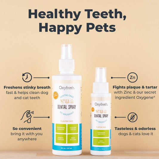 Oxyfresh Advanced Pet Dental Spray – Instant Pet Fresh Breath: Easiest No Brushing Pet Dental Solution for Dogs and Cats – Best Way to Fight Pet Plaque, Keep Teeth & Gums Healthy. 8oz