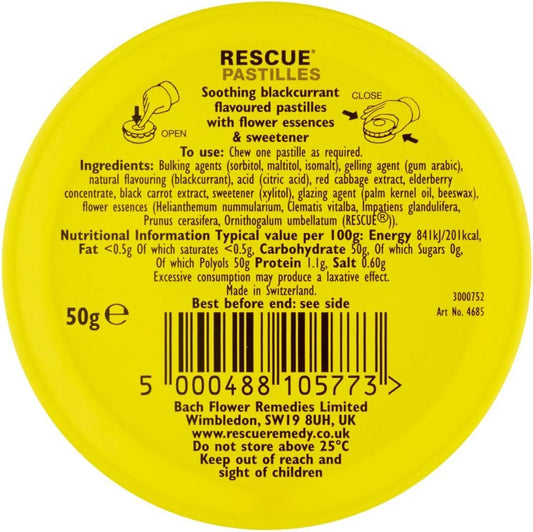 Rescue Pastilles Blackcurrant, 50g