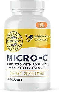 Vimergy Micro-C? Capsules, 180 Servings ? 500mg All-Natural Buffered Vitamin C with Rose HIPS, Rutin, Grape Seed & Acerola Fruit Extract ? Antioxidant - Supports a Healthy Immune System & Skin Health