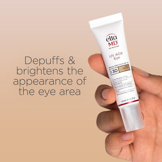 Eltamd Uv Aox Tinted Mineral Sunscreen For Eye Area - Spf 30, Tinted Eye Sunscreen, 100% Mineral Face Formula With Anxtioxidants, 0.4 Oz Tube
