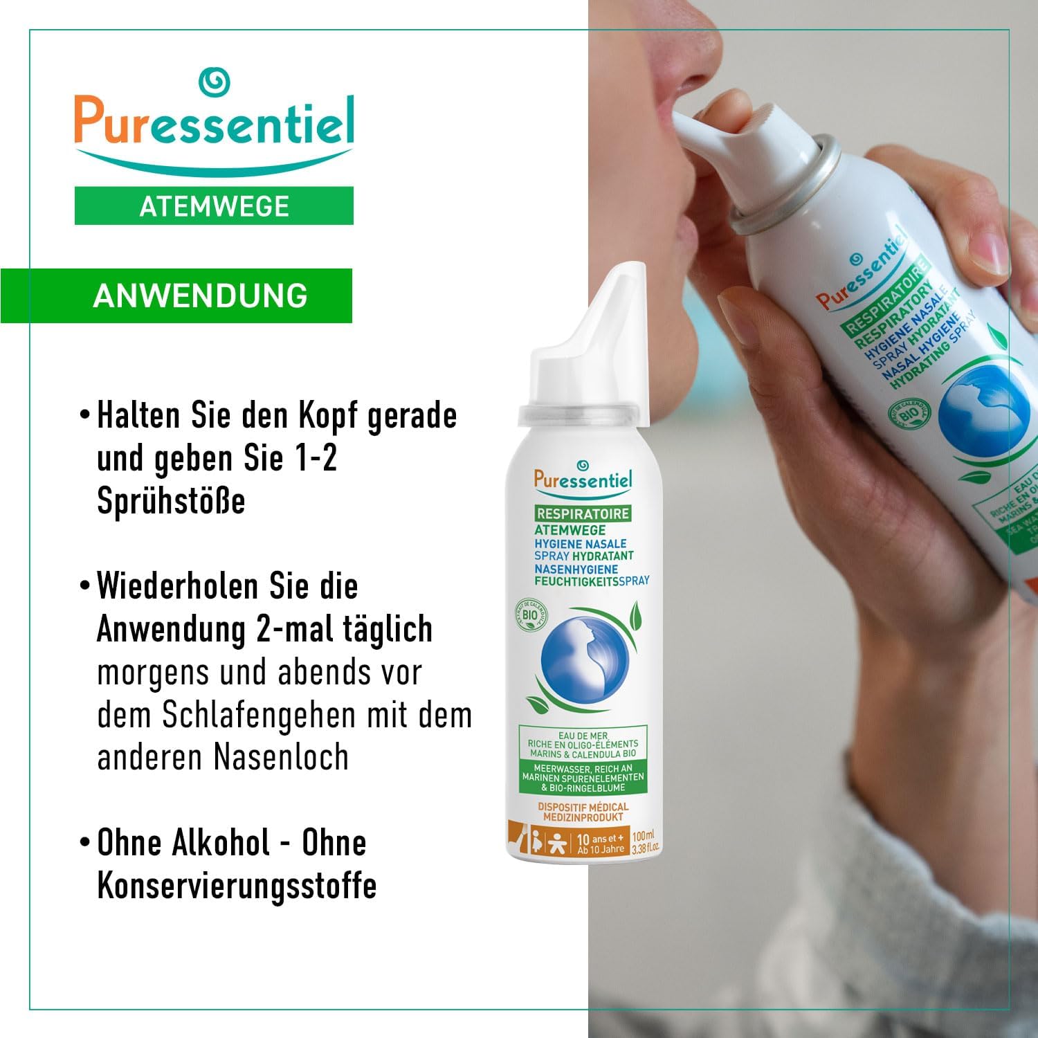 Puressentiel Respiratory Nasal Hygiene Hydrating Spray - Cleanses The Nasal Cavities - Isotonic Solution - Ideal for Dry, Sensitive and Irritated noses - Sea Water & Organic Calendula - 100% Natural : Amazon.co.uk: Baby Products