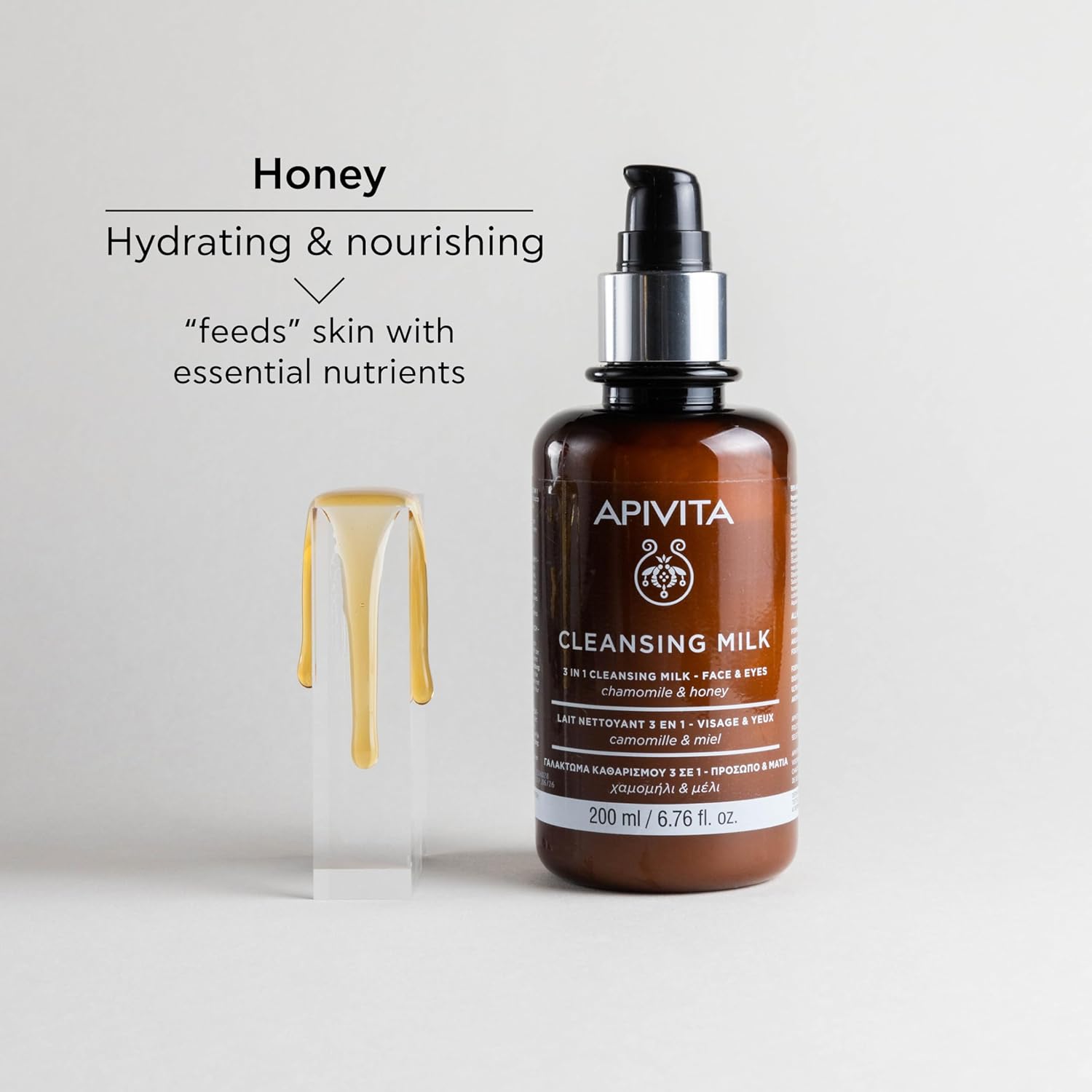 Apivita Cleansing Milk | Hydrating & Smoothing 3-In-1 Cleansing Milk Face & Eye Cleanser + Makeup Remover With Chamomile & Honey, 200 Ml / 6.67 Oz : Beauty & Personal Care