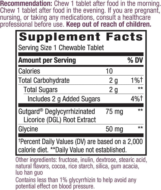 Nature's Way DGL Ultra - Extra Strength** - Premium Licorice Root Extract - Digestive Relief* - With Gutgard ? - Vegan & Gluten Free - 90 Chewable Tablets - Chocolate Flavored