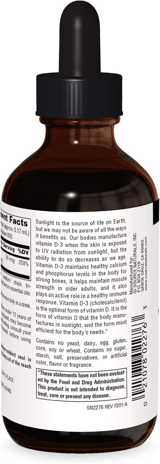 Source Naturals Vitamin D-3 Liq Drops 2000 iu Supports Bone & Immune Health - 4