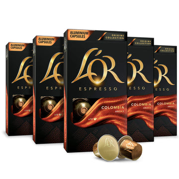 L'Or Espresso Capsules, 50 Count Colombia, Single-Serve Aluminum Coffee Capsules Compatible With The L'Or Barista System & *Nespresso Original Machines